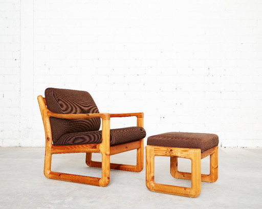 Fauteuil et tabouret en pin de style danois moderne par C. F. C. Silkeborg – Wood