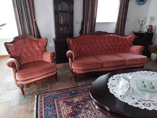 Baroque seating area, three-seater sofa with two armchairs
