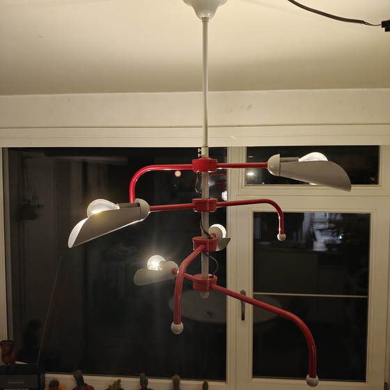 Image 1 of Vintage Adjustable Modernist Chandelier – Sculptural Multi Arm Ceiling Lamp – Atomic Design – Statement Piece
