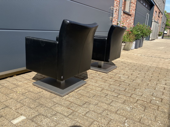 Image 1 of 2x sedie laterali Jori Kubolo in pelle nera Condizioni ottimali!!!