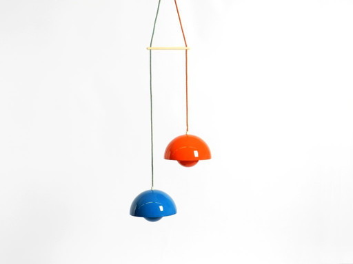 Original enamelled double shade Flower Pot pendant lamp by Verner Panton for Louis Poulsen Denmark