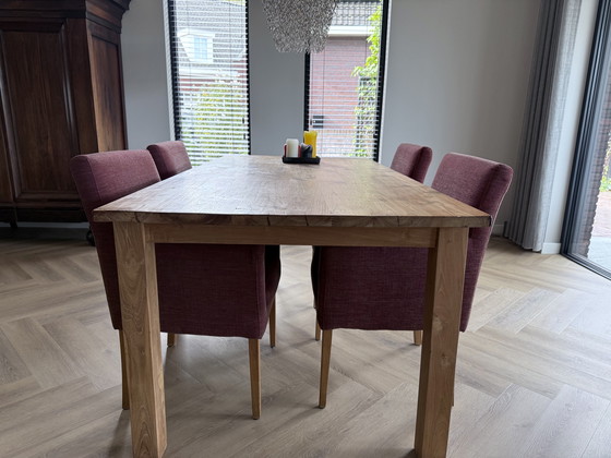 Image 1 of Solid wood dining table set with 4 chairs