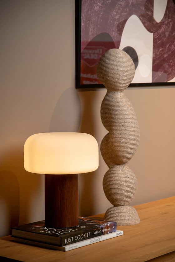 Lampe de Table Lucide Kenan - Aspect Bois Foncé - Japandi (photo 2 of 5)
