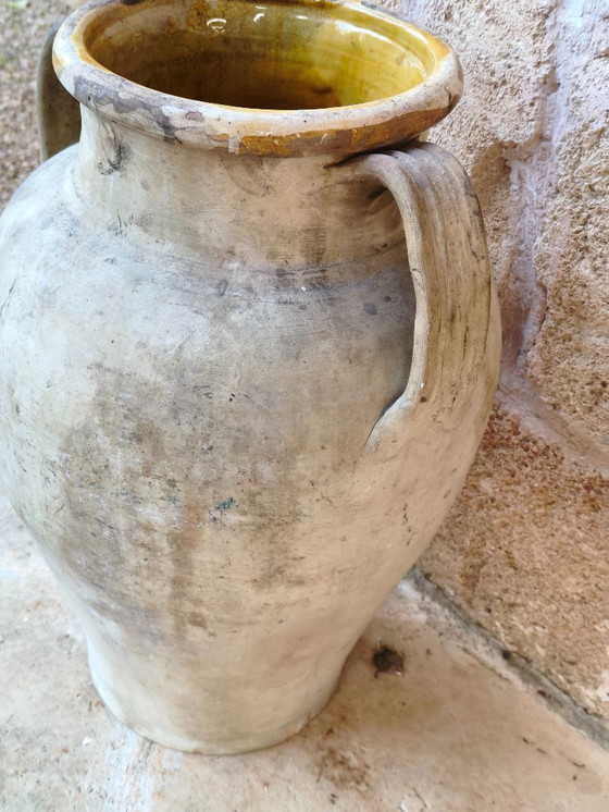 Image 1 of pot en terre cuite émaillée ancienne – pot à olives vintage