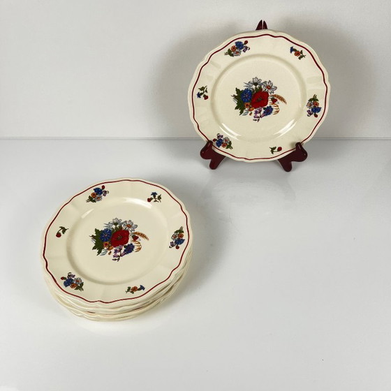 Image 1 of Set of 6 "Agreste" dessert plates, Sarreguemines, 20th century.