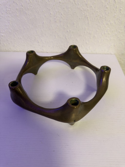 Brutalistischer Kerzenständer aus Bronze
