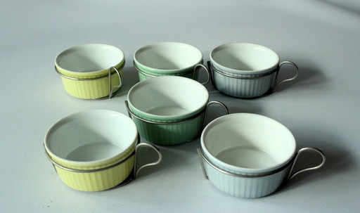 6 Rosenthal souffle molds with metal holder - Vintage