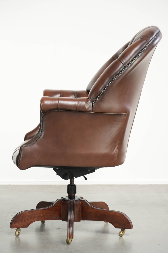 Sedia da ufficio Chesterfield in pelle bovina marrone in lussuoso stile inglese – Sedie da ufficio, Leather (photo 5 of 14)