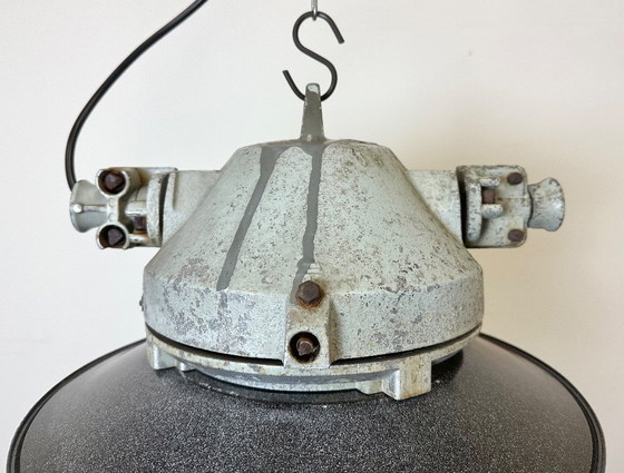 Image 1 of Grey Cast Aluminium Explosion Proof Lamp with Enameled Shade, 1970s