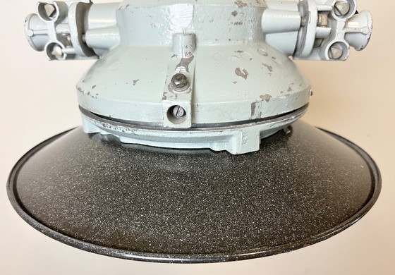 Image 1 of Grey Cast Aluminium Explosion Proof Lamp with Enameled Shade, 1970s