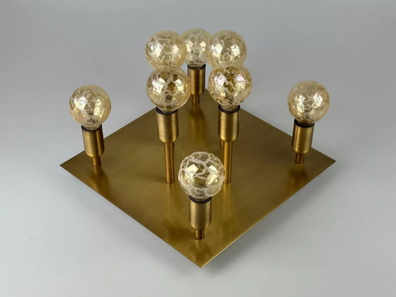 Image 1 of 60s 70s plafondlamp Sölken Leuchten Duitsland Design messing Space Age