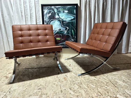 Image 1 of Sillones KNOLL Studio Barcelona (NUEVA Serie 2026) en piel natural (color coñac)