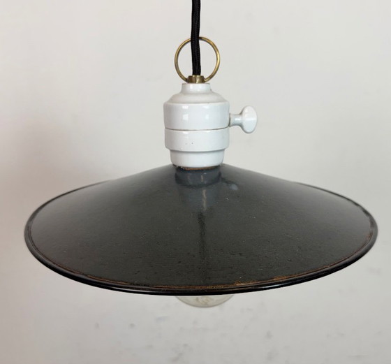 Image 1 of Lámpara de techo industrial esmaltada en azul, años 50