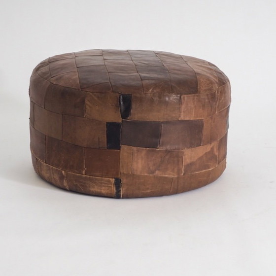 Image 1 of Vintage Leather Patchwork Pouf