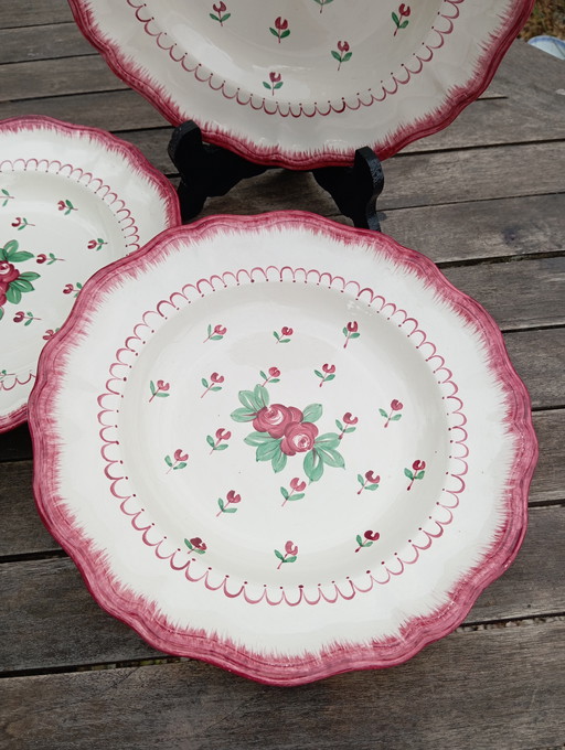 3 tiefe Teller aus Longchamp 50er Jahre / Frankreich