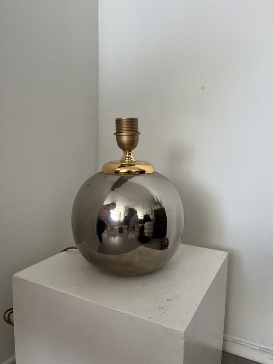 Image 1 of vintage chromen bol tafellamp goud zilver
