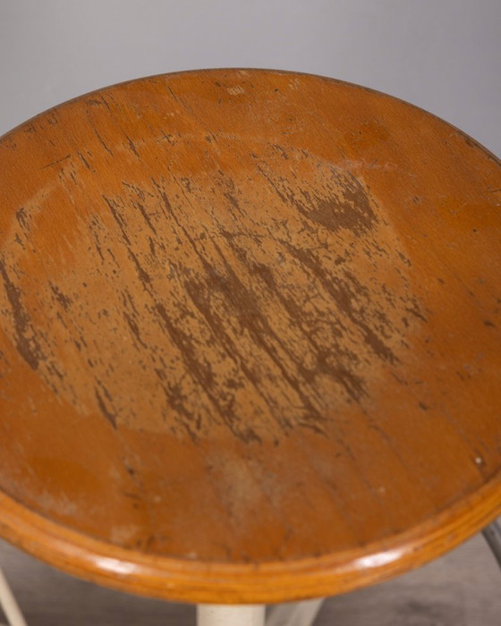 Image 1 of Tabouret vintage des années 1960 en métal et bois, au design industriel