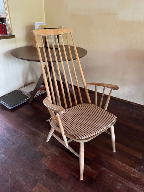 Image 1 of Set of 2 Vintage Ercol Model 478 'Grandfather' armchairs / Mid-century spindle chairs