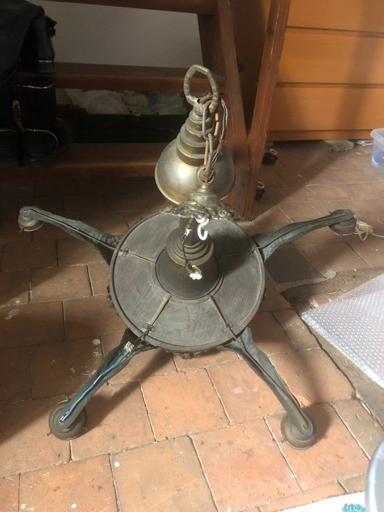 Image 1 of Lot of 5 art nouveau globes, 1900-1910, rose-colored, glass, Begium