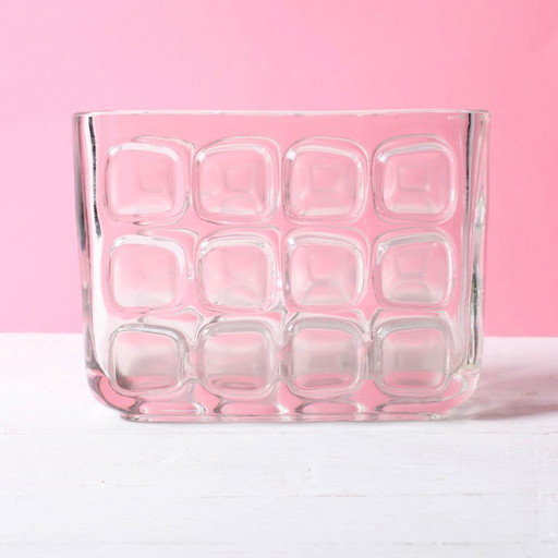 František Vizner Glass Jardinière Vase, Mid-Century Czech Design