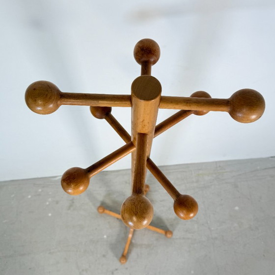 Vintage Postmodern Standing Coat Rack, Solid Beech Wood, 1970s/1980s, Beige (photo 4 of 6)