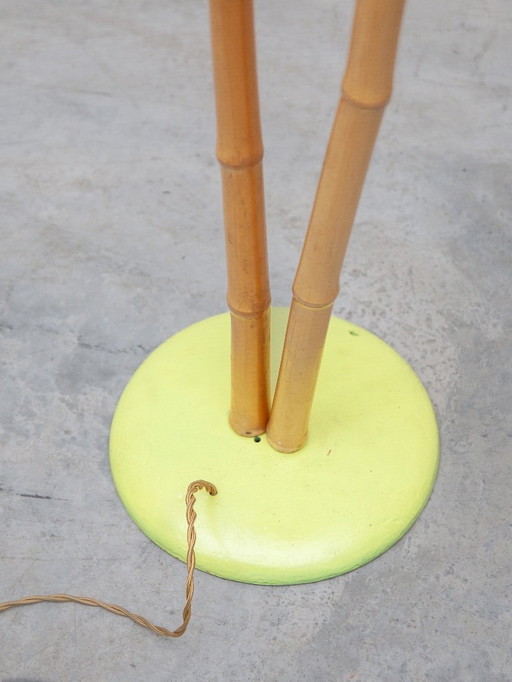 Lampadaire en bambou français des années 1950
