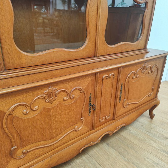 Image 1 of Vintage Queen Ann kast vitrinekast buffetkast servieskast