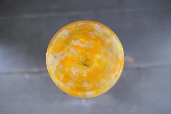 Image 1 of Vaso in vetro spruzzato vintage Franz Welz arancione giallo
