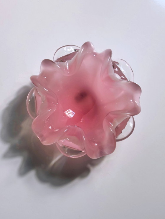 Image 1 of Murano Bowl / Ashtray 1950s Vintage Alfredo Barbini Vetreria G. Campanella Rosa Swirl