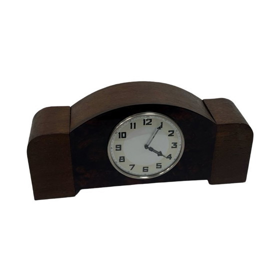 Image 1 of Antiguo reloj de repisa de madera Art Déco, Alemania, década de 1930