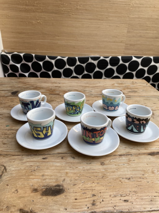 Komplettes Set von 6 originalen Richard Ginori Murales aus dem Jahr 1735 – servies, Porcelain
