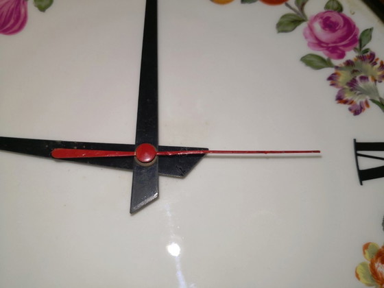 Raro orologio antico, vintage, retrò, in legno e porcellana, proveniente da Parigi / anni '70 (photo 8 of 17)