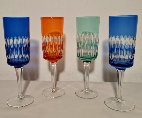 Image 1 of Champagne glasses crystal glass colorful 4 pieces