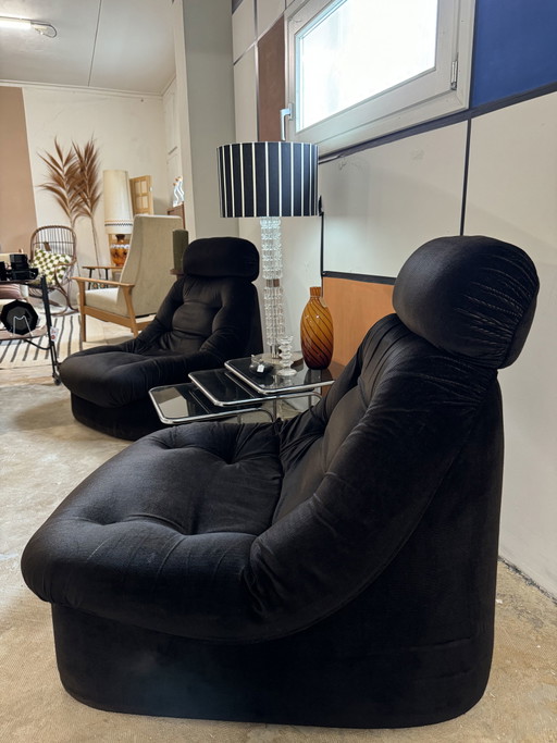2x Sillones vintage de terciopelo