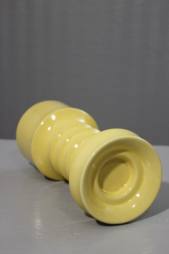 Image 1 of Large vintage ceramic candlestick Space Age design 1970s yellow