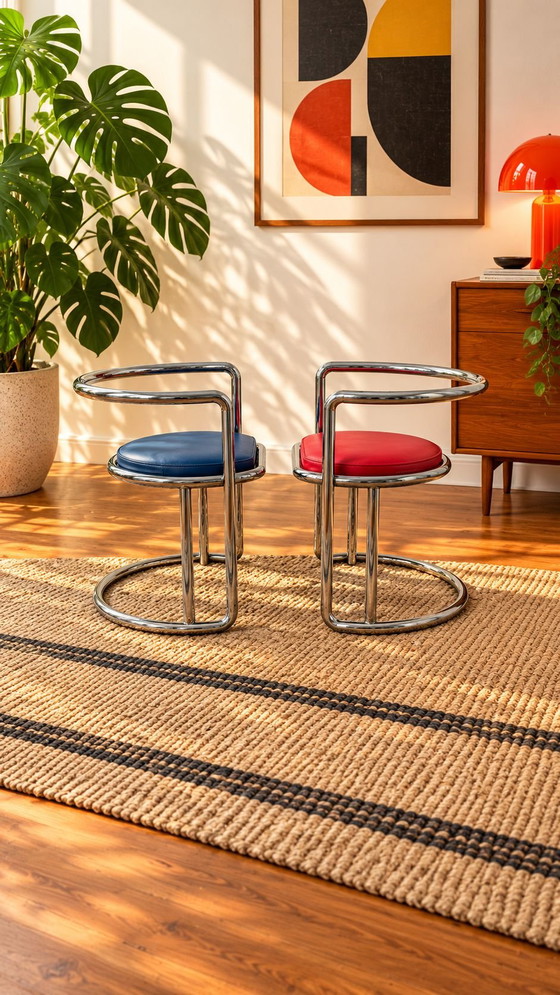 Salon Bauhaus vintage, Fauteuils, Verre, Chrome, Noir (photo 7 sur 14)