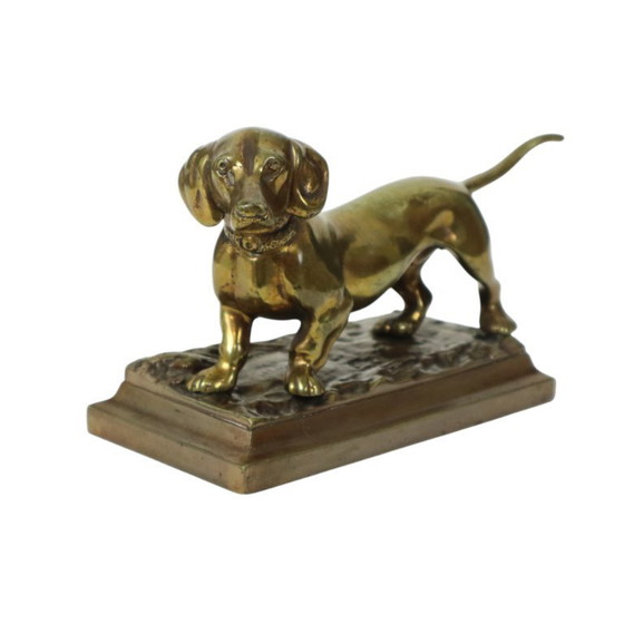 Image 1 of Estatua de perro salchicha de bronce macizo
