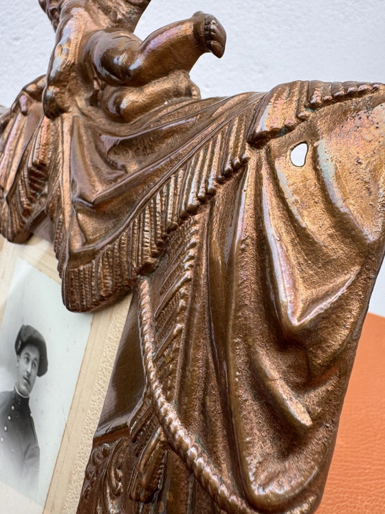 Art Nouveau Bronzen Cherubijn Fotolijst, Fotolijsten, Gold (foto 13 van 15)