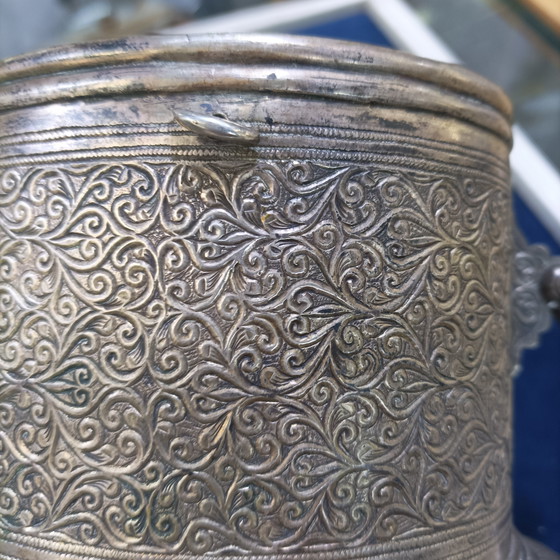 Image 1 of Zeldzaam, met de hand gebeiteld Marokkaans zilveren meesterwerk uit de 19e eeuw (650 g)
