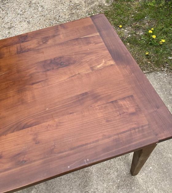 Image 1 of Eettafel in boerderijstijl van massief hout met 1 lade, circa 1930, 209x80 cm