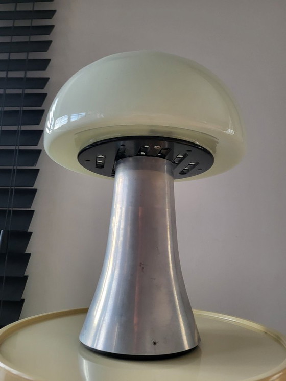 Image 1 of Mushroom lamp XL, heavy stainless steel table lamp, 1980s