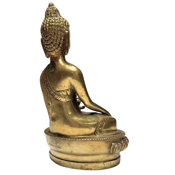 Estatua de Buda de Bronce Dorado – Bhumisparsha Mudra – Símbolo de Enraizamiento, Fuerza e Iluminación (photo 4 of 10)