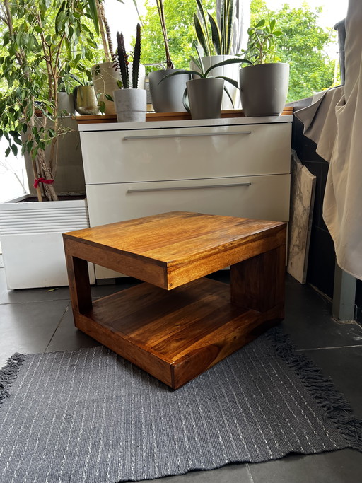 Salontafel/banktafel van sheeshamhout, palissanderhout, 60x60x40cm, massief hout