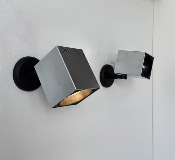 Image 1 of Coppia di applique vintage regolabili, metallo cromato, Francia, 1970