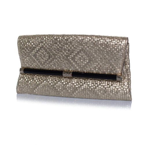 Diane von Furstenberg, goldfarbene Clutch aus gewebtem Material