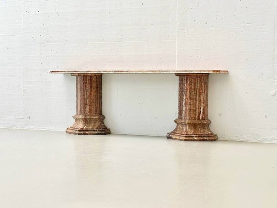 Image 1 of Consolle in marmo rosso-marrone con superficie lucida, Italia