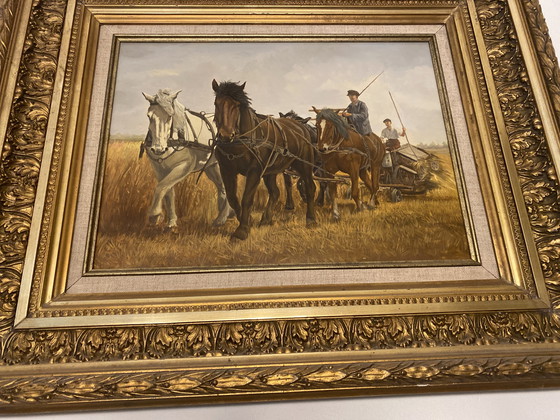 Image 1 of Horse painting with cart John Paymans