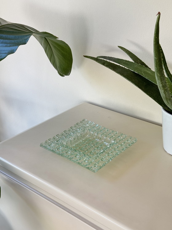 Image 1 of Glass Design Bowl - Fused Art Glass With Blocked Texture