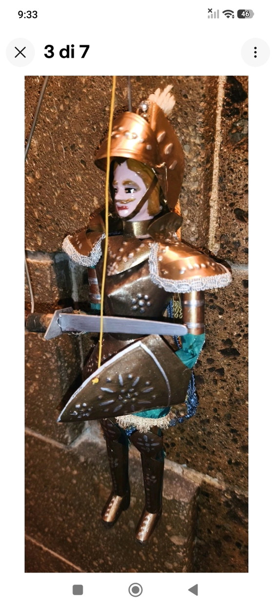 Marionnette vintage, 40 cm, armure en laiton, pour cérémonie d'honneur – Objets déco, Metal, Textile (photo 3 of 6)