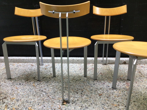 4 postmoderne Zeta-Stühle, Harvink 1980 Holland